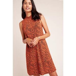 By Anthropologie Animal Print Brigitte Jacquard Shift Dress Womens Medium